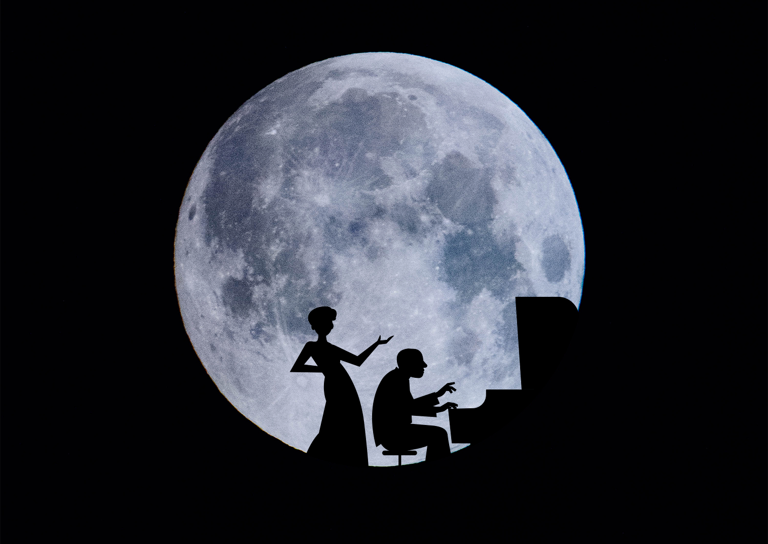Luna con sombras de una soprano y un pianista